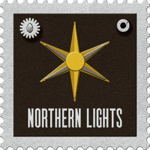 Northern Lights stamp, No. 12 in the Official Cannabis collection: a gold eight-pointed star on near-black