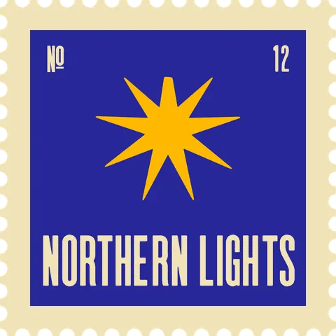 Northern Lights stamp, No. 12 in the Official Cannabis collection: a yellow eight-pointed star on indigo